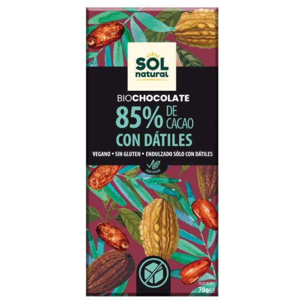 Chocolate dark 85% con dátiles 70g BIO